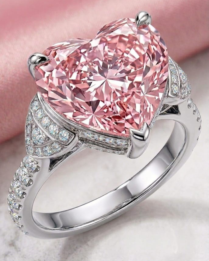 8.00 Ct Certified Heart Shape Pink Natural Diamond Engagement Ring Great Shine