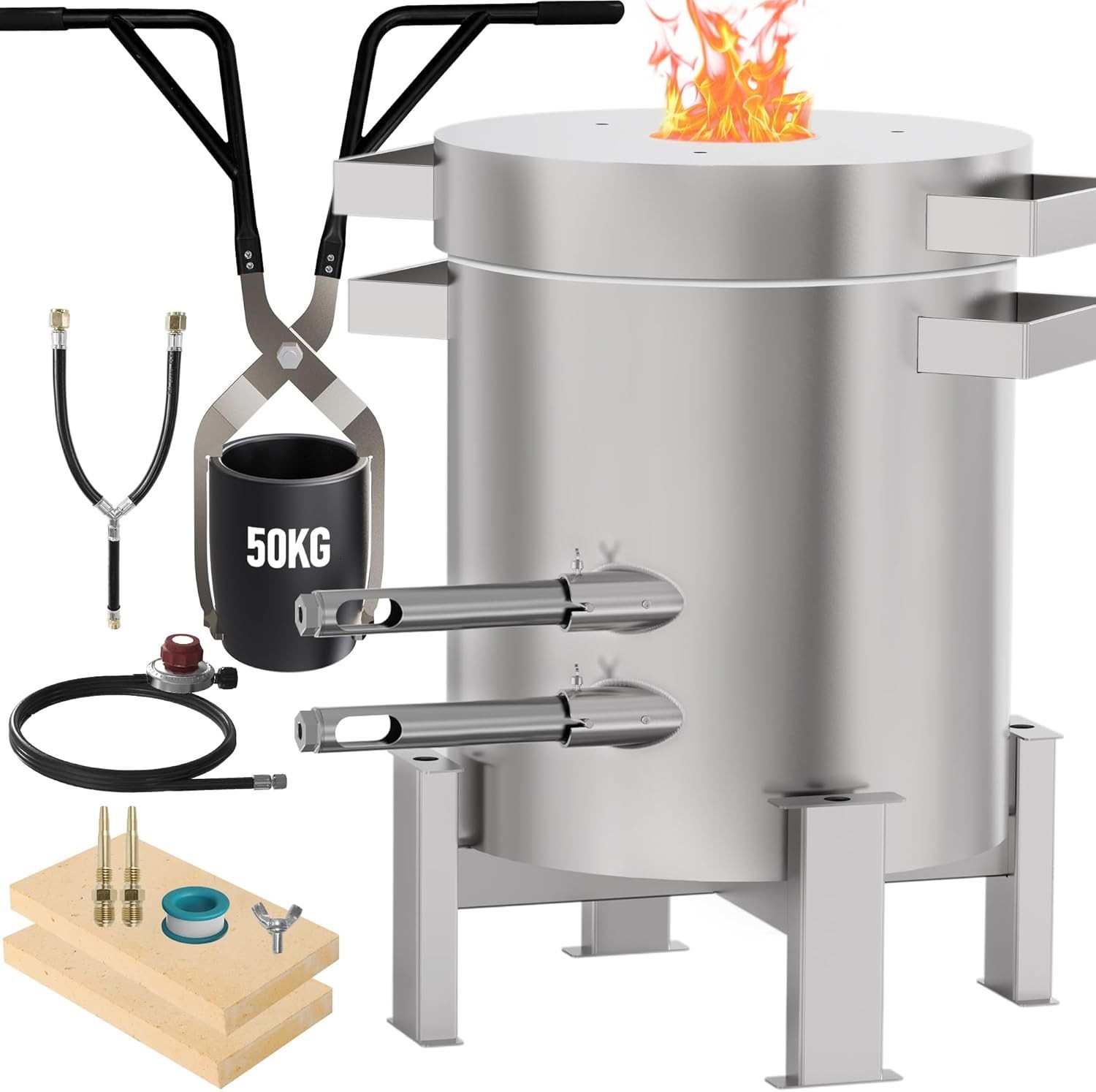 50KG Propane Melting Furnace Kit 2600℉ Stainless Steel for Gold Silver Copper