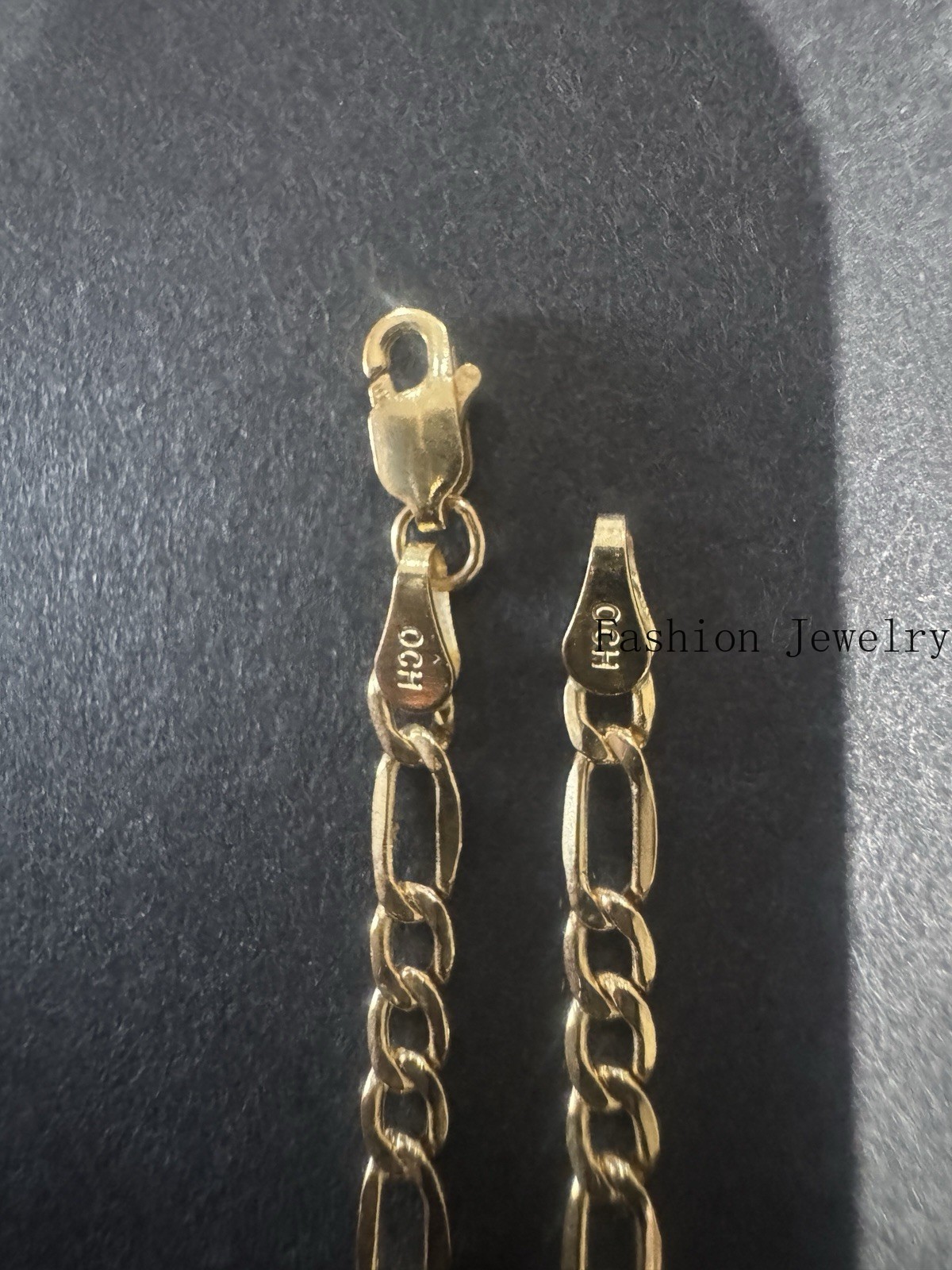 Solid 14K Yellow Gold Figaro Chain Necklace 24″ Long 4.15g Genuine Mens