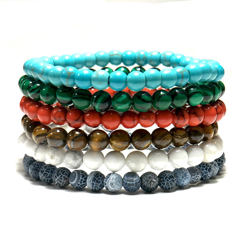 Minimalist 6mm Bead Natural Stone Bracelet Charm Yoga Meditation Buddha Braclet