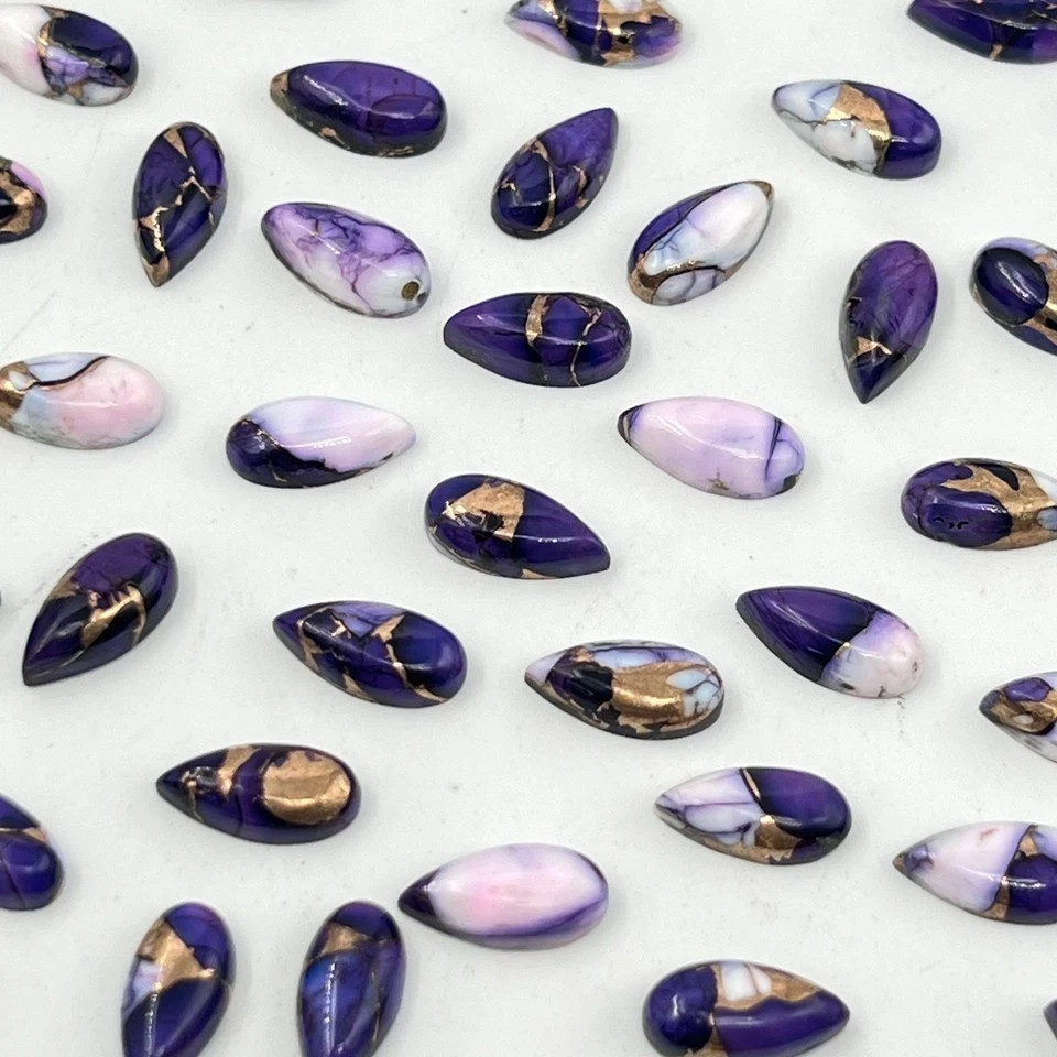 AAA+ Purple Buffalo Turquoise Cabochon Long Pear Loose Gemstone Jewelry Making
