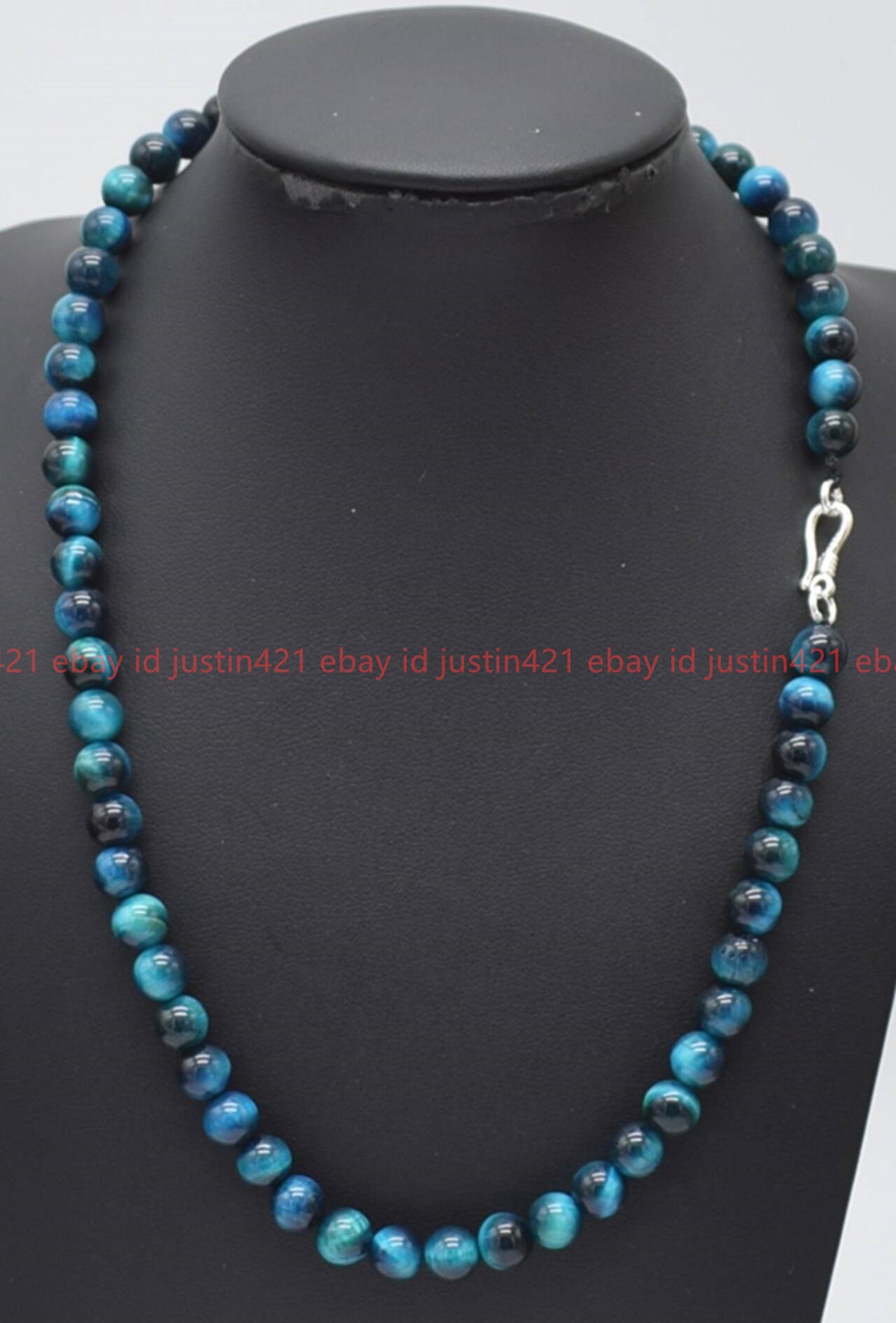 New Natural Beautiful 6mm Light Blue Tiger Eye Gemstone Beads Necklace 16-36 In