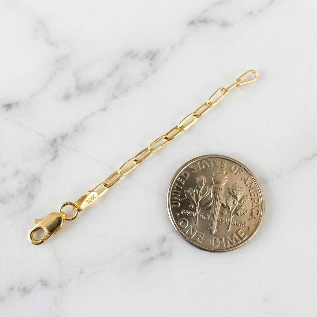 2″ Paper Clip Link Extender Extension for Necklace Chain Real 10K Yellow Gold