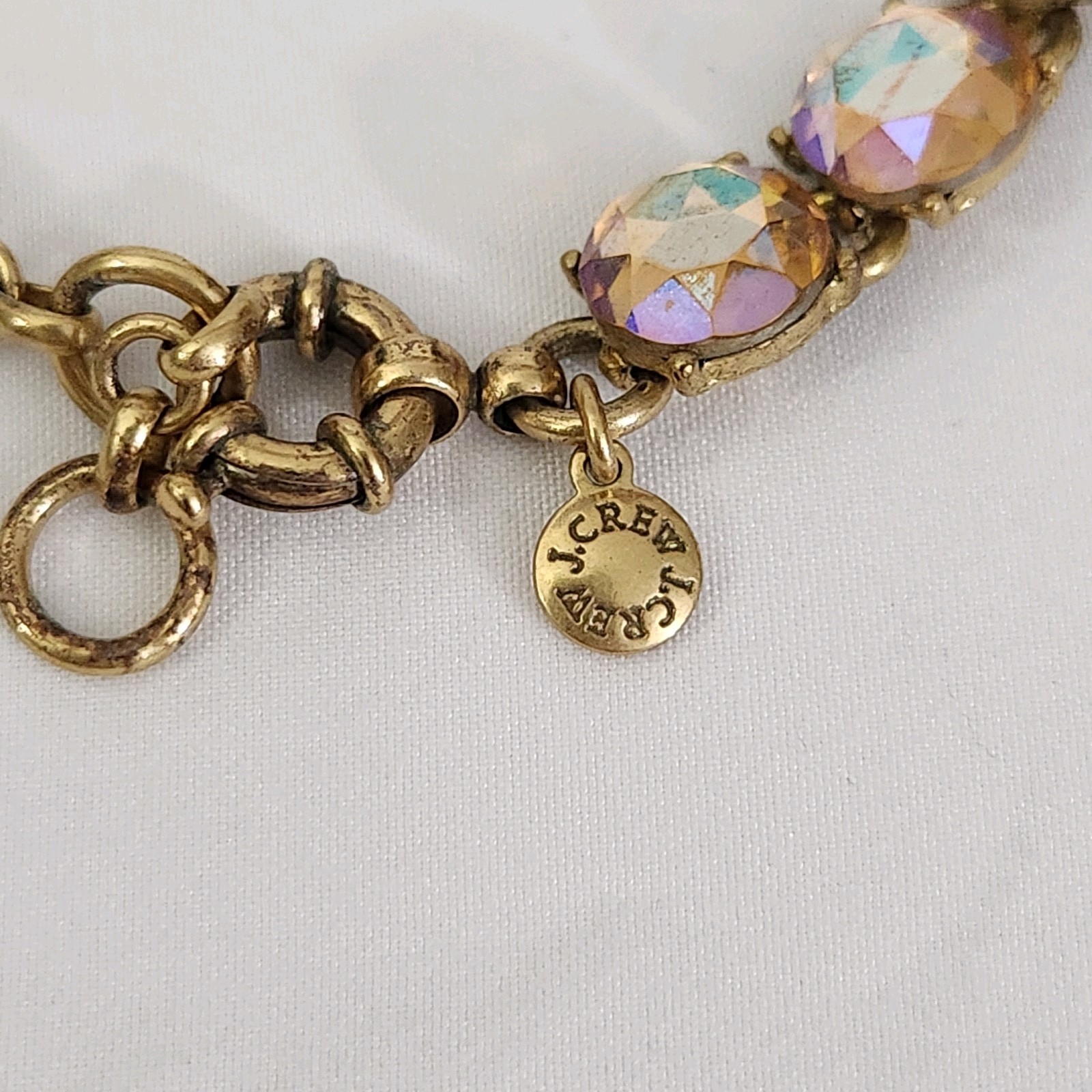 J.Crew Signed Multi Color Aurora Borealis Rhinestone Floral Statement Necklace