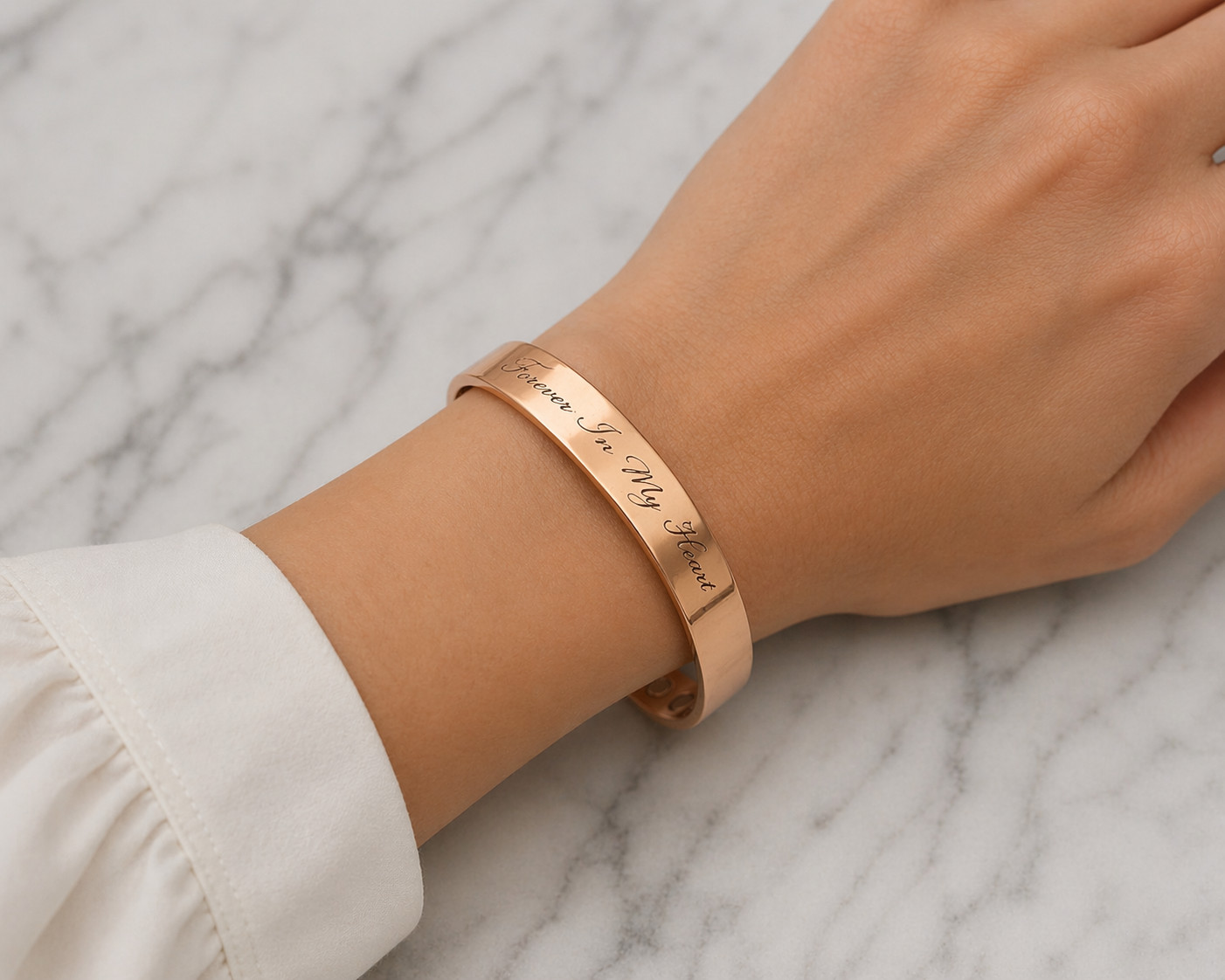 Pure Solid Copper Magnetic Bracelet Arthritis Pain 12mm Cuff Forever In My Heart