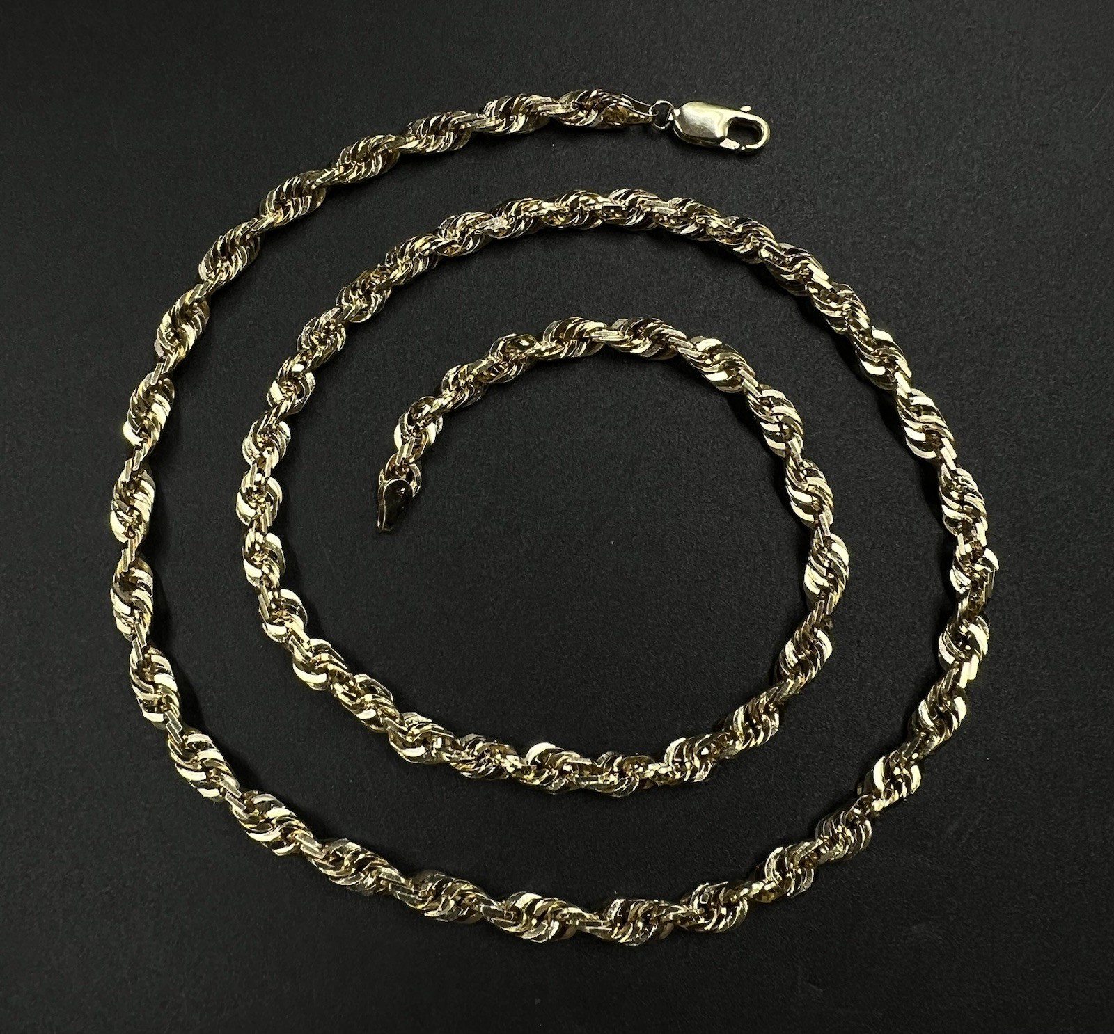 22.75” 10K Solid Yellow Gold Diamond Cut Rope Chain | 36.07g | 5.4MM | Lobster