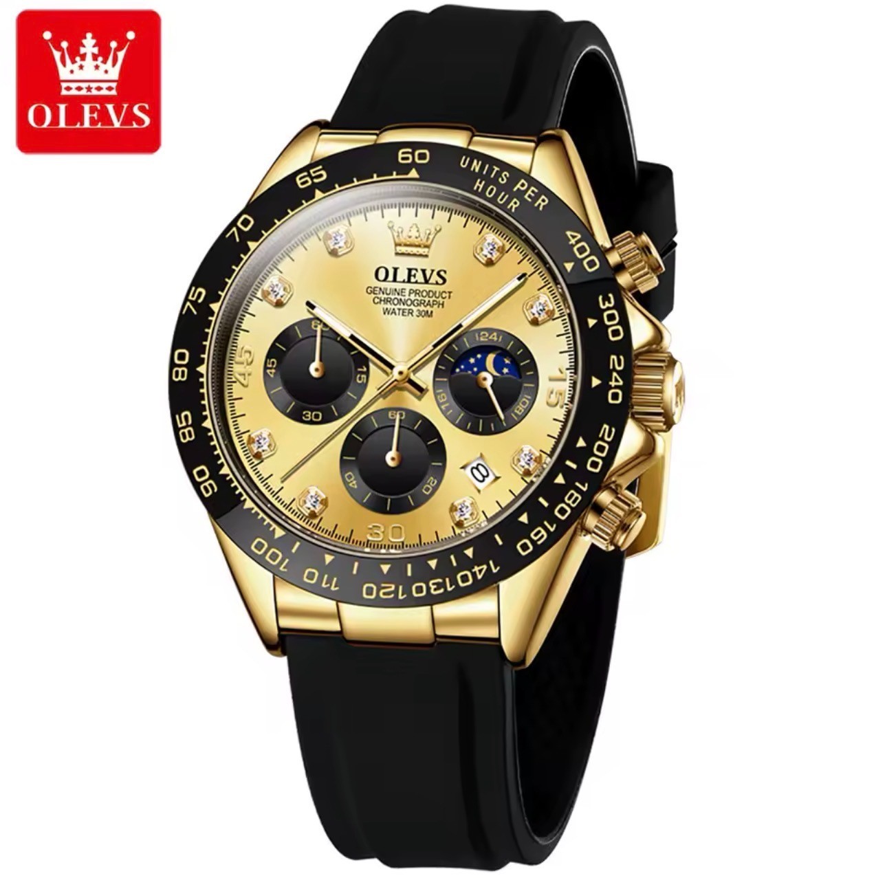 OLEVS Men’s Luxury Quartz Watch Waterproof Luminous Chronograph Date Wristwatch
