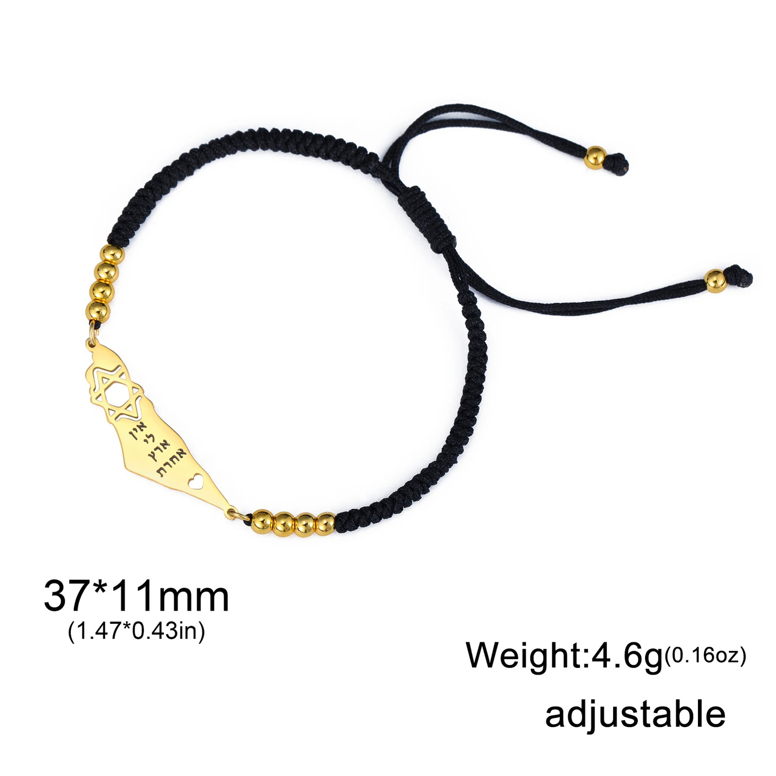 Israel Map Bracelet Stainless Steel Star of David Braided Rope Jewelry Gift