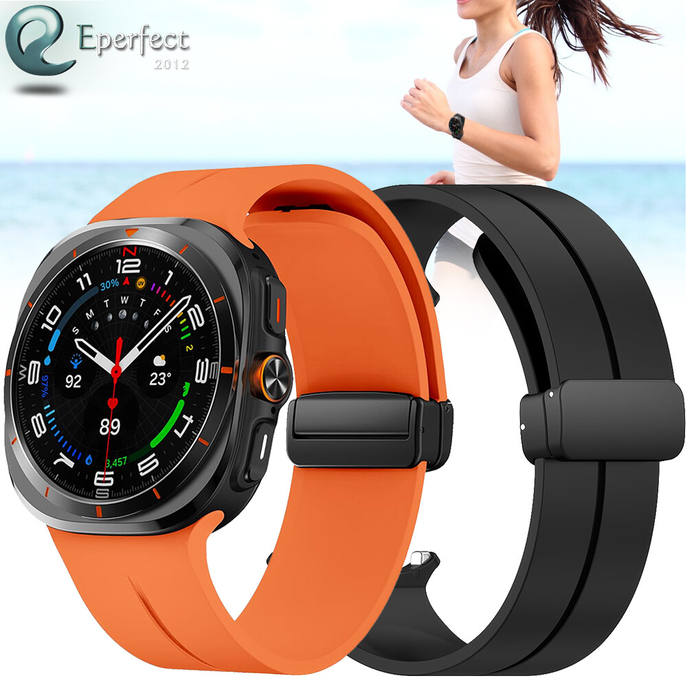 For Samsung Galaxy Watch 7 Ultra 47mm Magnetic Silicone Band Replacement Strap
