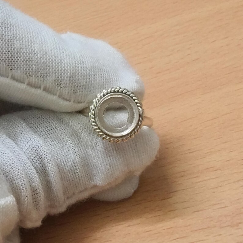 925 Sterling Silver 8mm Round Bezel Cup Setting Blank for DIY Jewelry Making