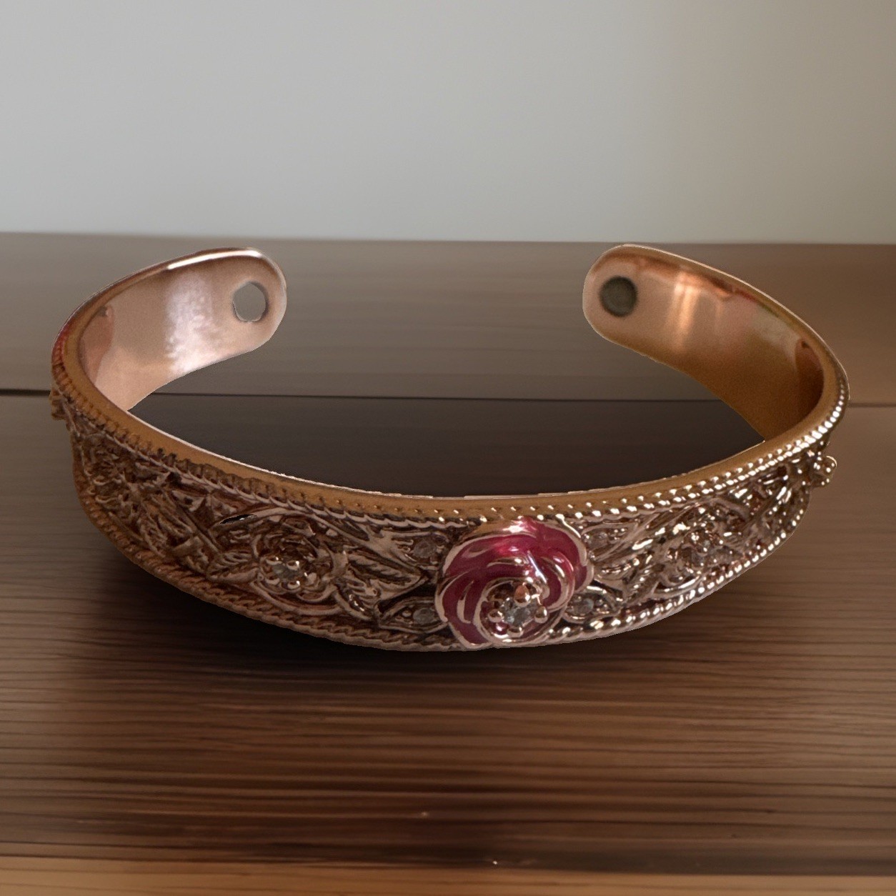 Bradford Exchange Nature’s Healing Beauty Copper Cuff Bracelet Gold Plated GUC
