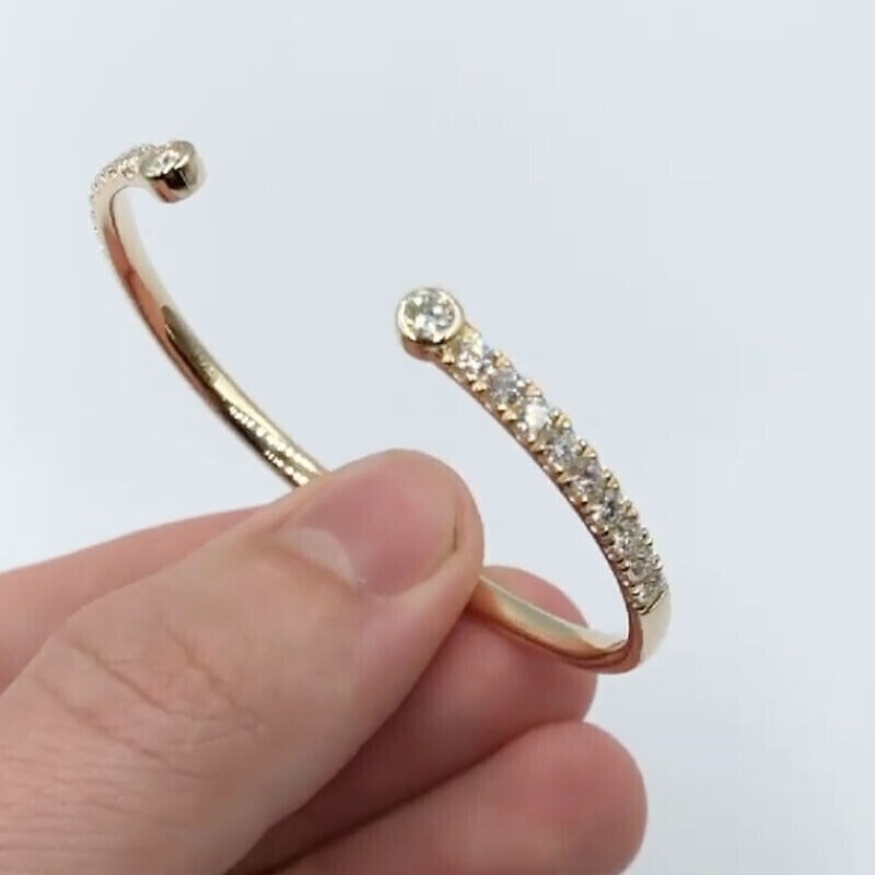 3CtRound Lab Created Diamond Women’s Cuff Bangle Bracelet 14K Yellow Gold Finish