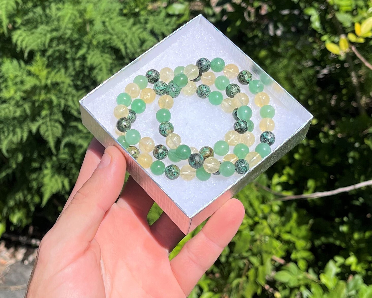 Prosperity Bracelet: 8 mm Beads (Citrine, Green Aventurine, & African Turquoise)