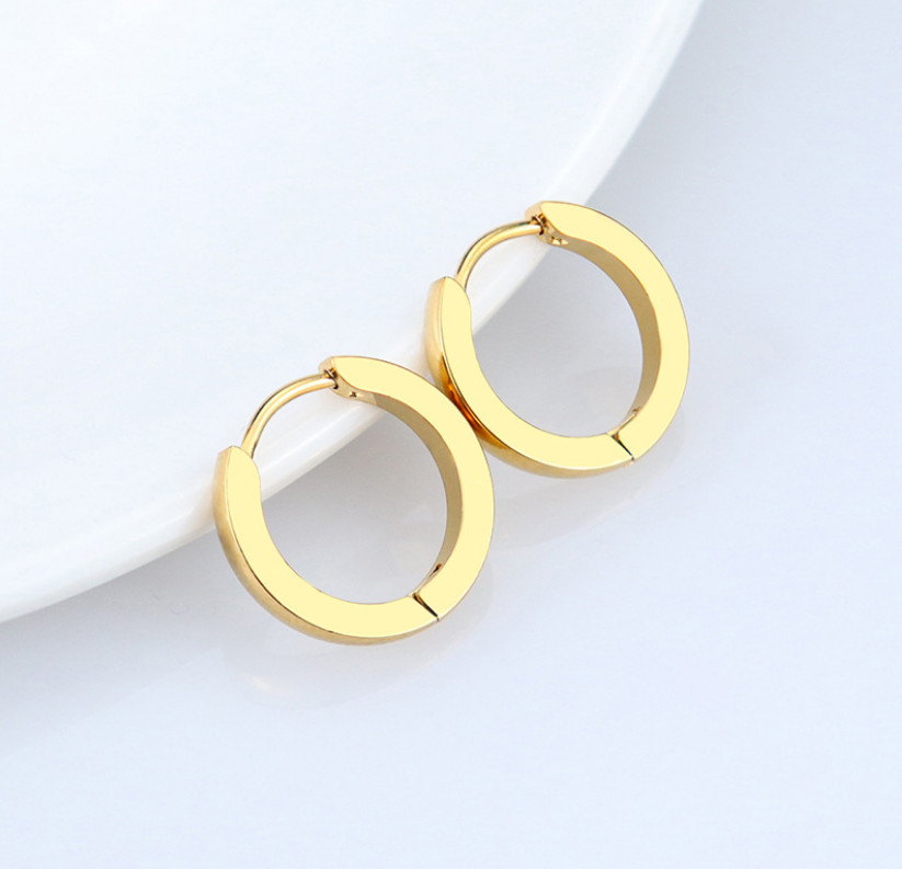 Silver Gold Black Stainless Steel Hinged Hoop Huggie Ear Earrings 7/9/10/12/14MM
