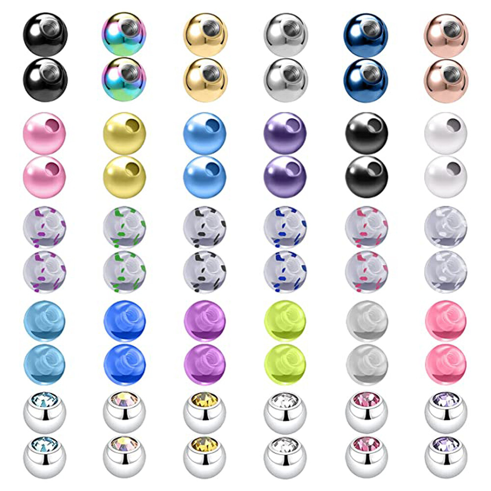 24-60Pcs/Lot Jewelry Replacement Balls for Ear Nose Lip Nipple Eyebrow Piercing