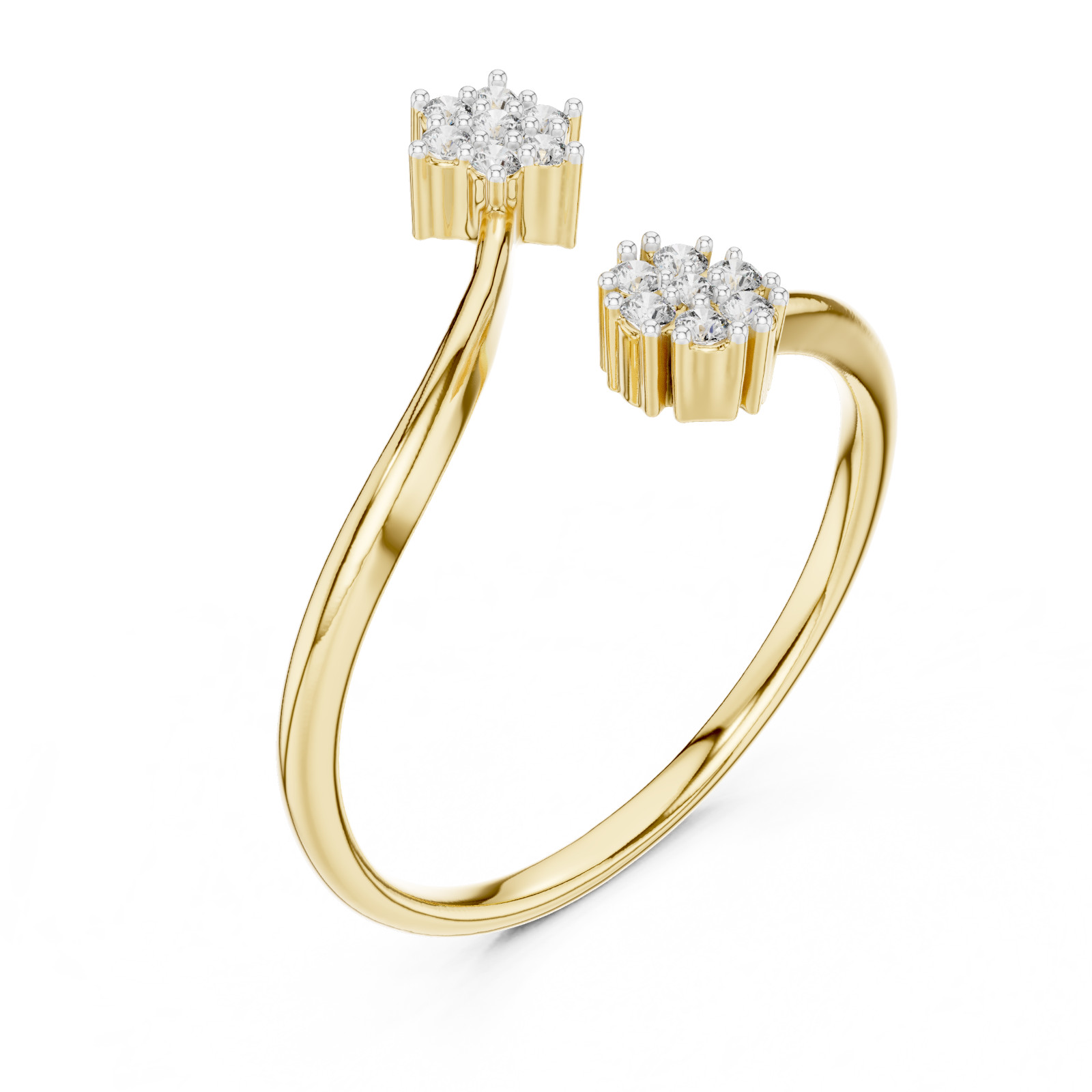 Natural Certfied 14 Pc VVS1 Diamond Anniversary Petite Twist Ring 14k Gold Over