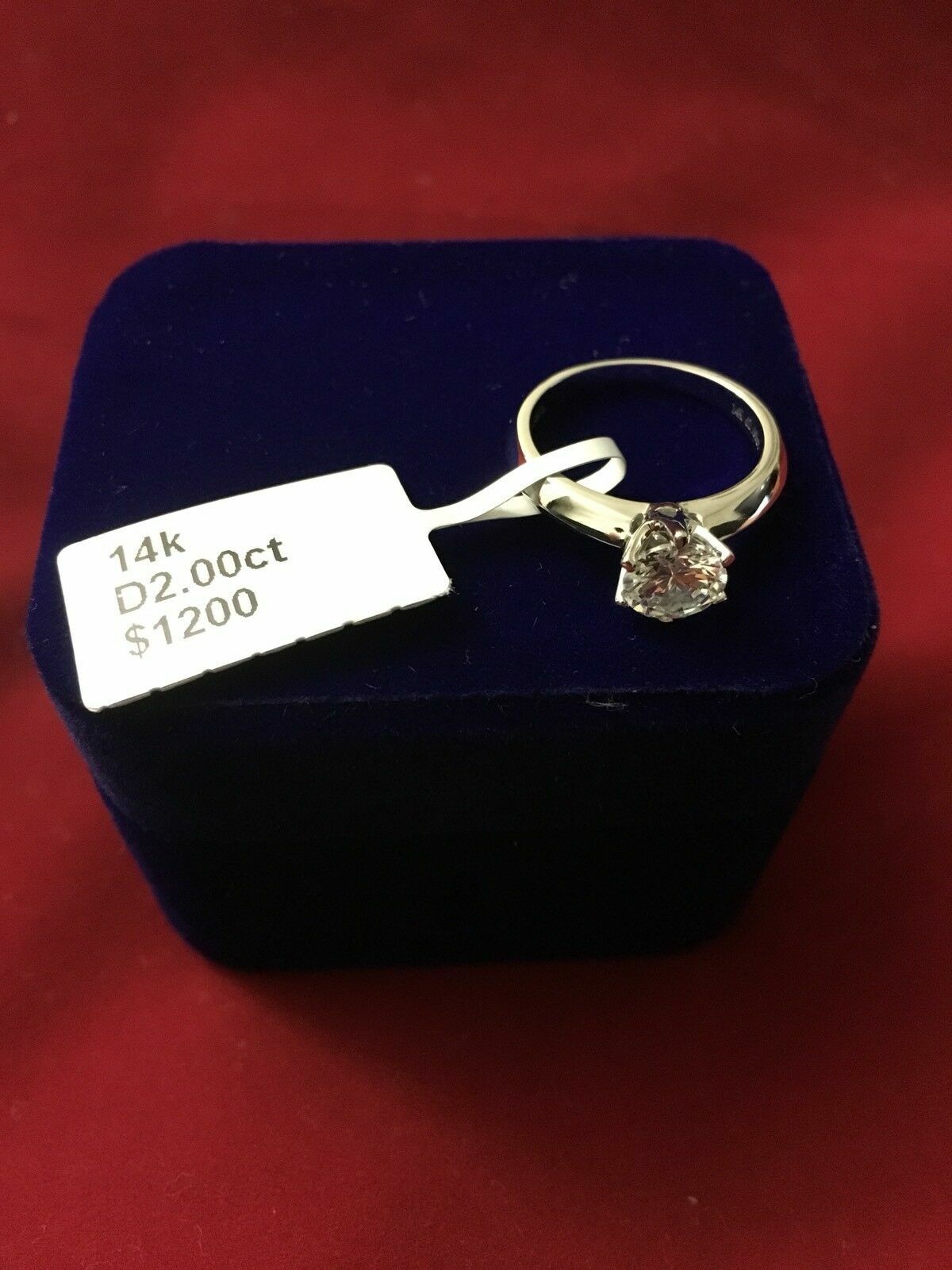 2 CT ROUND CUT Moissanite SOLITAIRE ENGAGEMENT RING 14K WHITE GOLD ENHANCED