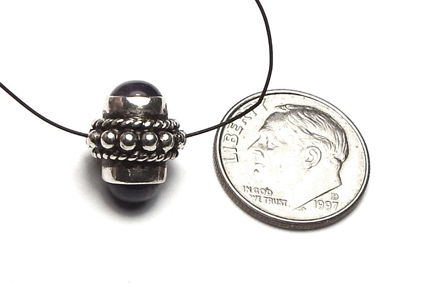 Bali Sterling Silver & Stone Bead 12x10mm Amethyst Black Onyx Rose Quartz