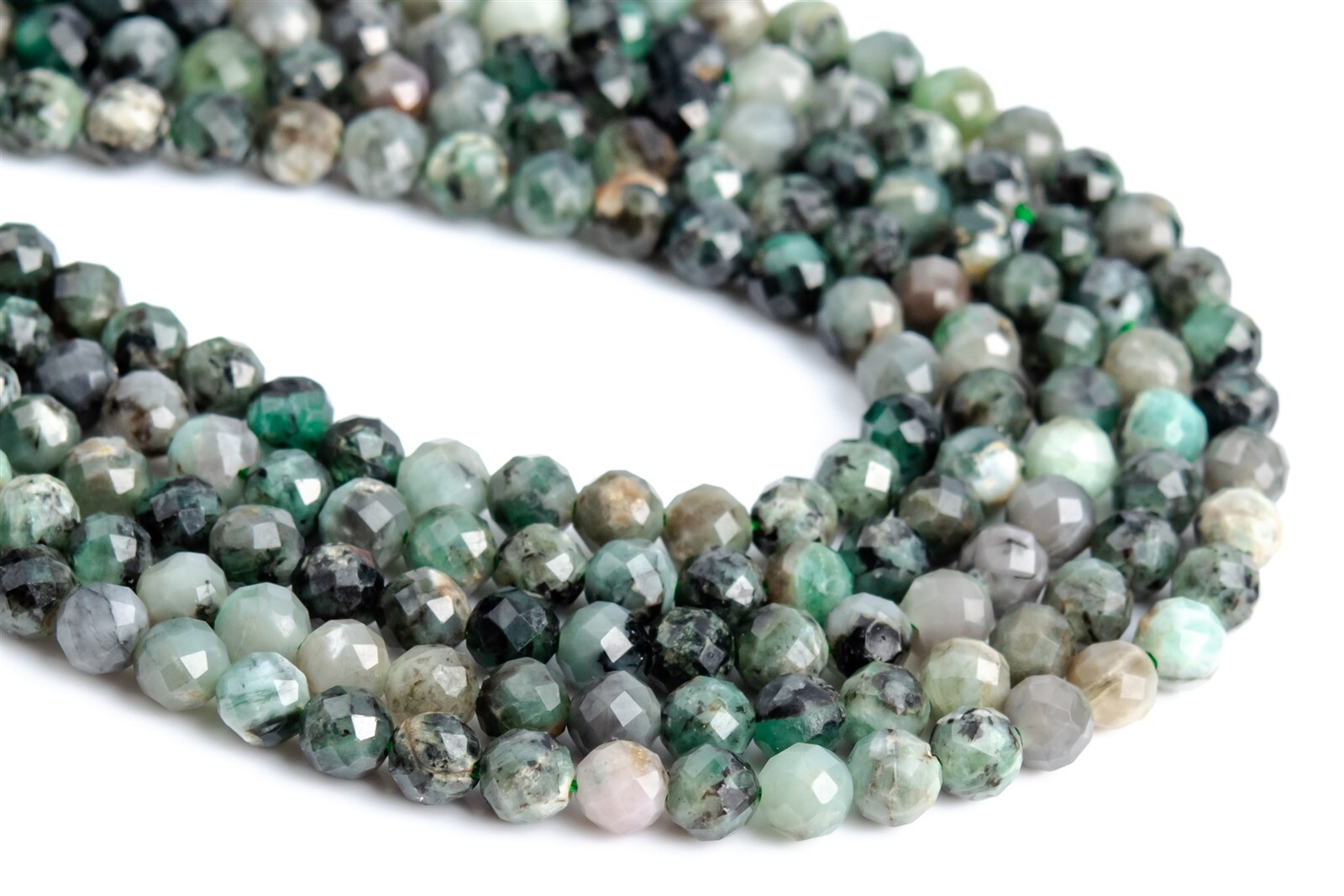 4-5MM Genuine Natural Colombian Emerald Beads Grade A Faceted Round Loose Beads