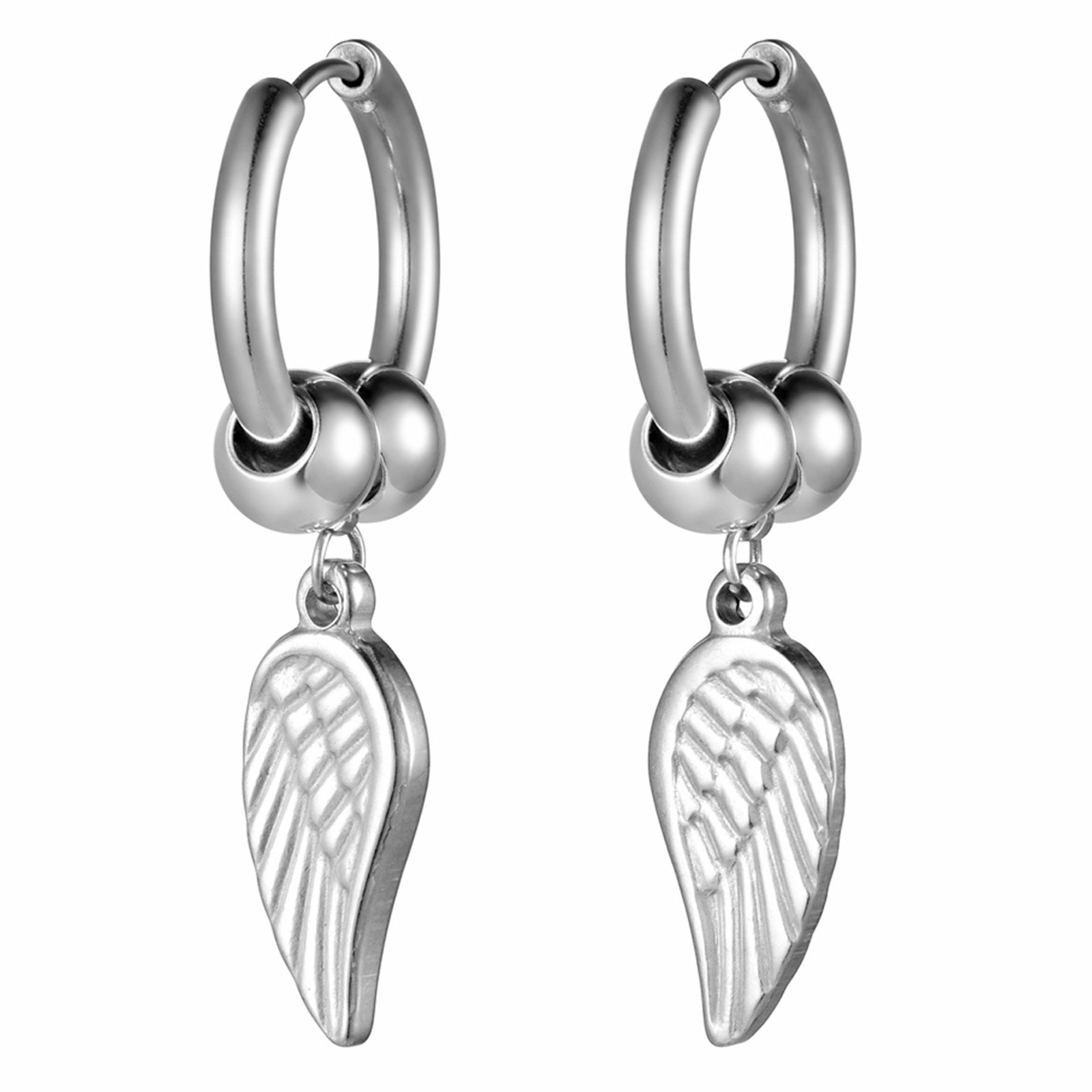 Unisex Stainless Steel Feather Drop Dangle Hoop Huggie Stud Earrings Mens Womens