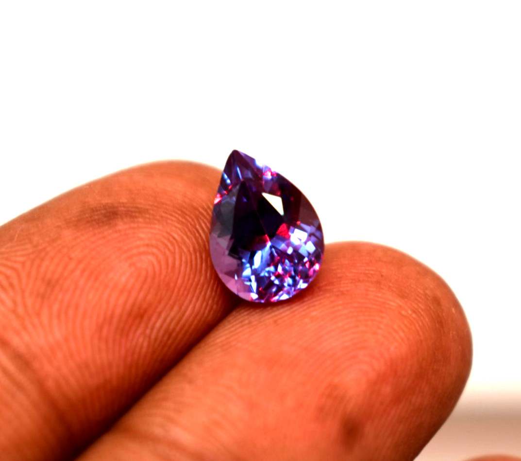 Certified Russian Natural Color Change Alexandrite 4 Ct Pear Cut Loose Gemstone