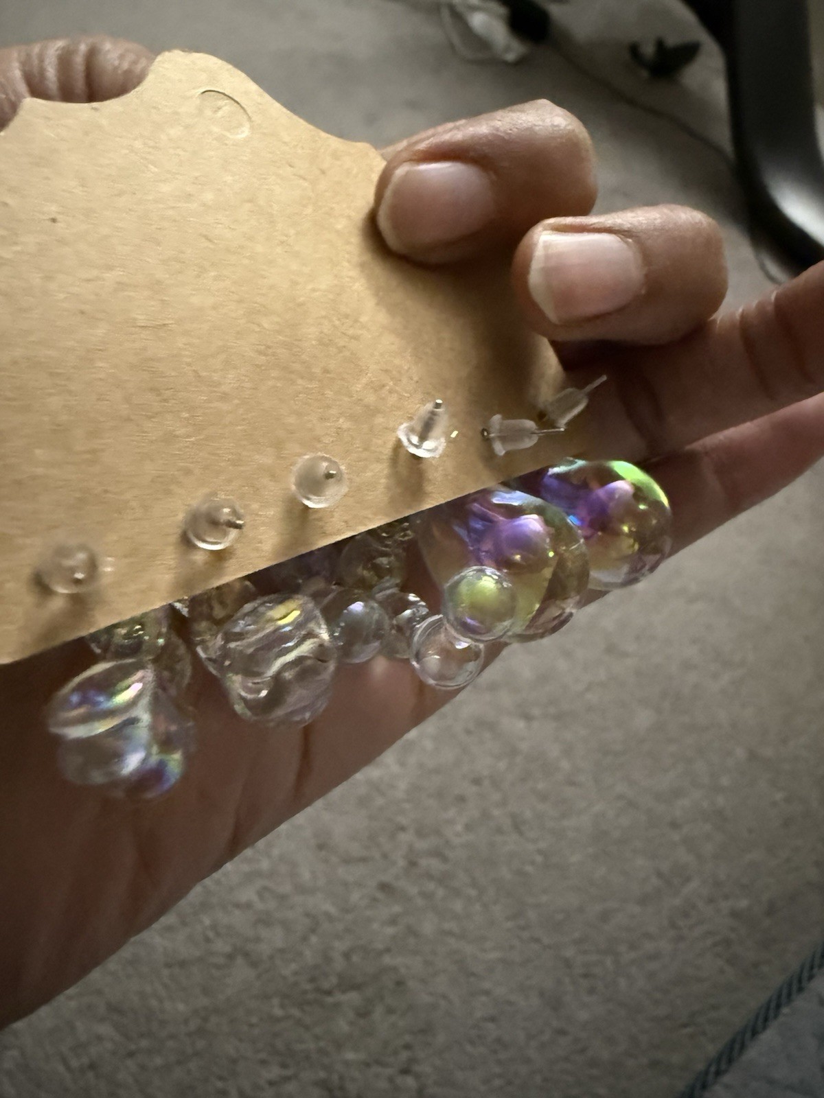 Iridescent Hoops Holographic Lucite Acrylic Transparent Retro Earrings Lot