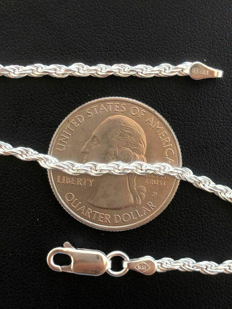Solid 925 Sterling Silver Rope Chain MADE IN ITALY Men’s Women’s 2.5mm 16-30″