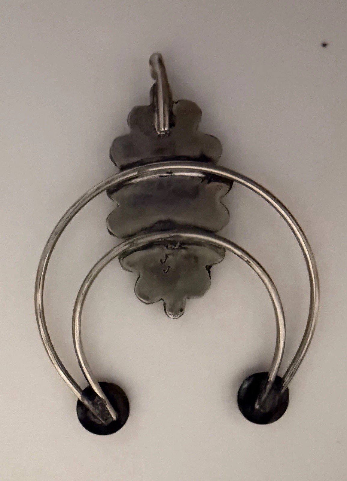 Vintage Native American Sterling Silver Turquoise Naja Pendant Southwestern 24.7