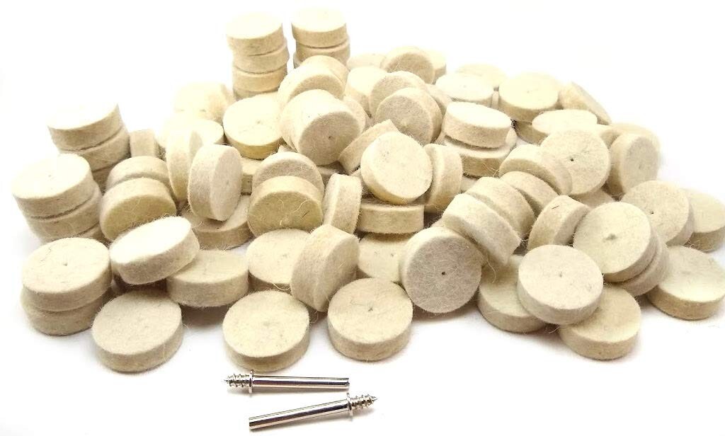 DRILAX 100 Pcs Wool Felt Buffing Polishing Wheels Compatible with Dremel 1 inch