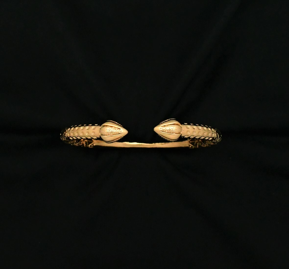 22kt Gold Filled Solid Acorn End West Indian Bangle for Men with Design (Large)