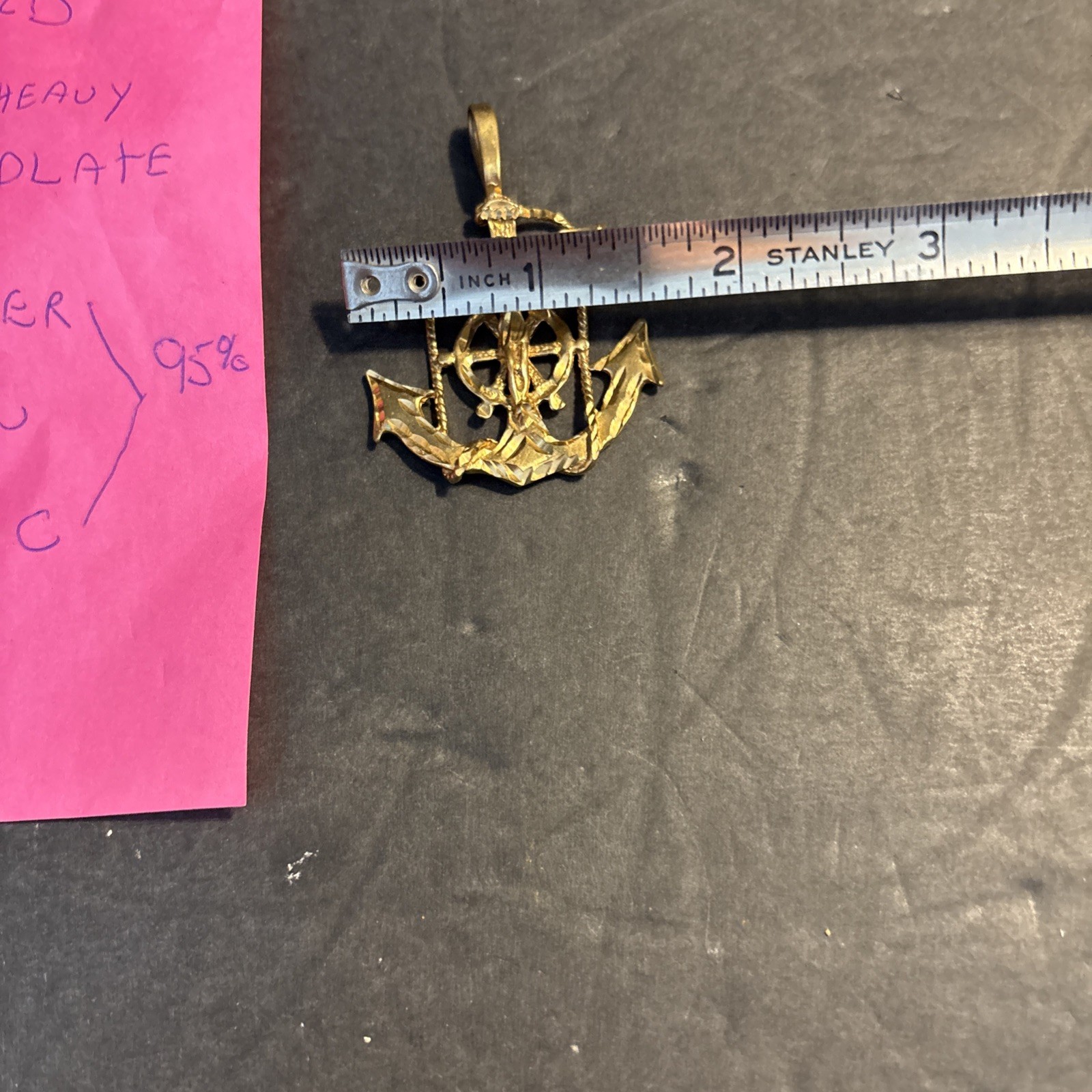 Gold Mariners Cross Crucifix Anchor Pendant Heavy Gold Plate 5%gold Read