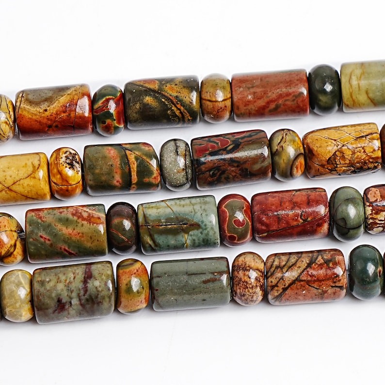 6X9MM-6X4MM Unique Natural Multicolor Picasso Jasper Stone AAA Rondelle Beads