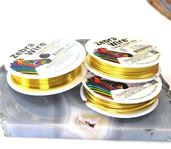 Zebra Wire Coated Gold Round 12,14,16,18,20,22,24,26,28 Gauge Jewelry Making