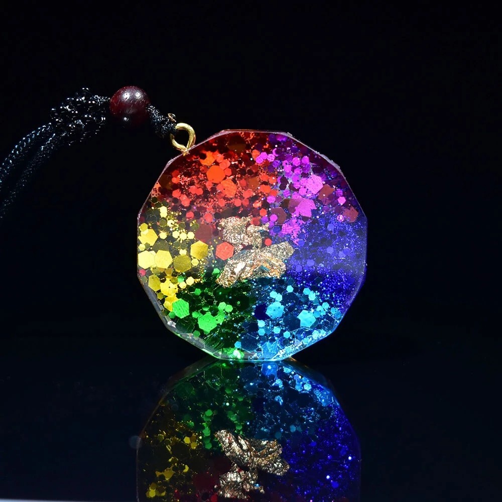 Orgonite Pendant Om Symbol Luminous Chakra Healing Energy Reiki Unisex Necklace