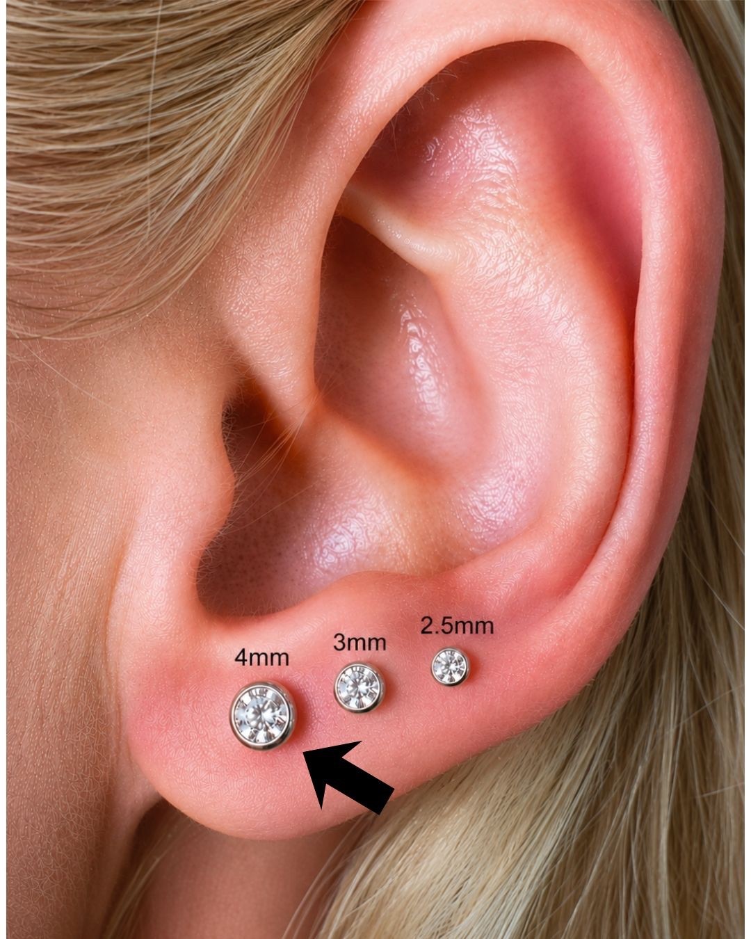 Pair of VVS1 Moissanite Stud for Women Sleep Flatback Titanium Earring Piercing