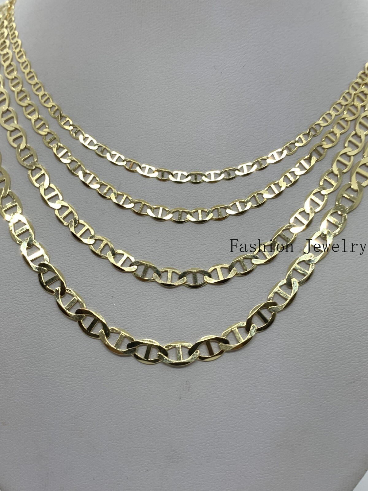 10K Solid Yellow Gold Anchor/Mariner Link Chains Necklace Men’s/Women’s 3.2-6mm