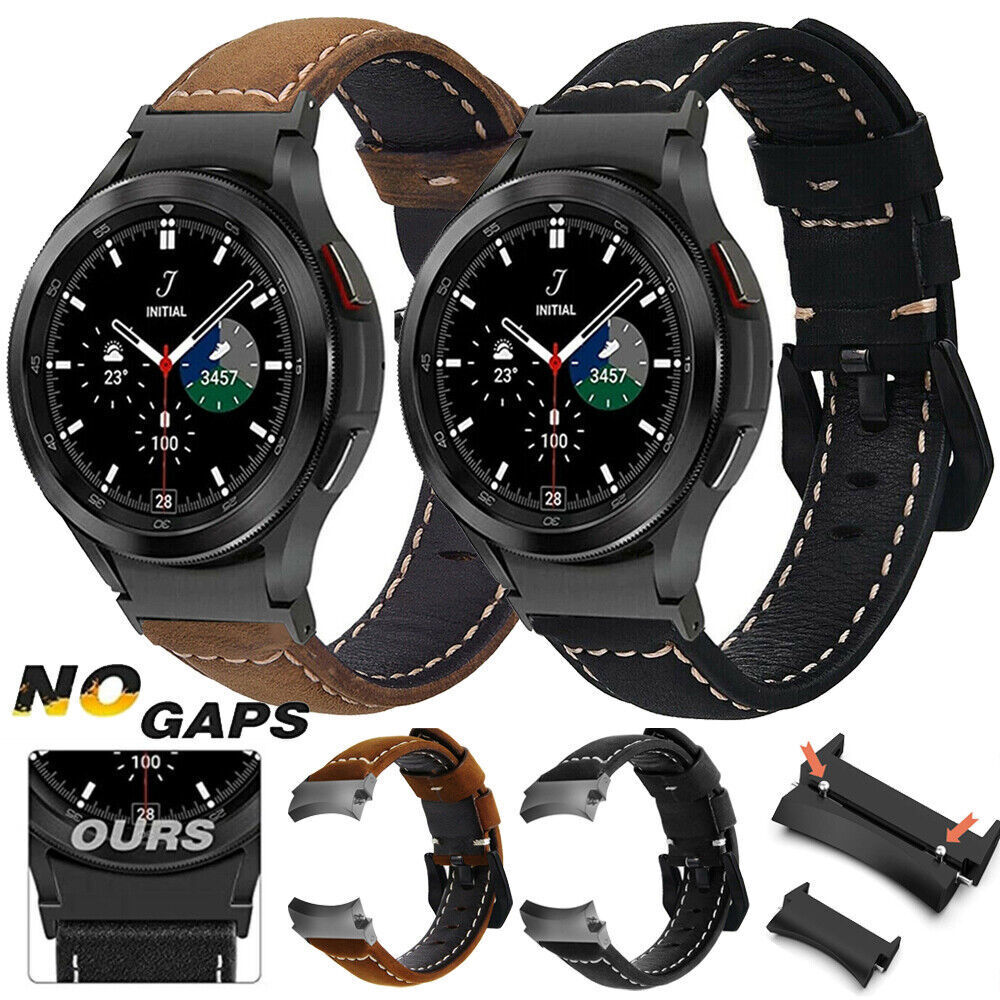 For Samsung Galaxy Watch 4 6 7 Classic 40/44/42/46 5 Pro 45mm Leather Band Strap