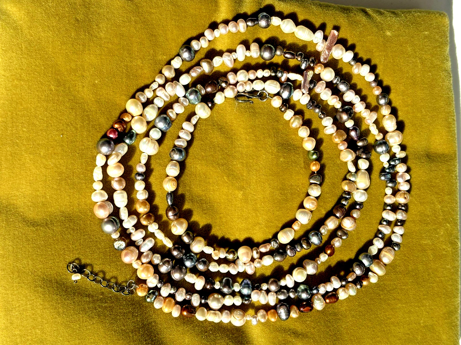 Multicolor Freshwater Pearl 69″ Long Necklace Iridescent Variation