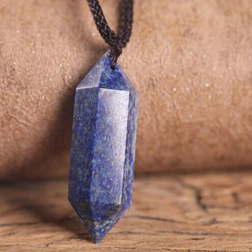 Natural Lapis Lazuli Pendant Healing Hexagonal Point Amulet Men Women Necklace