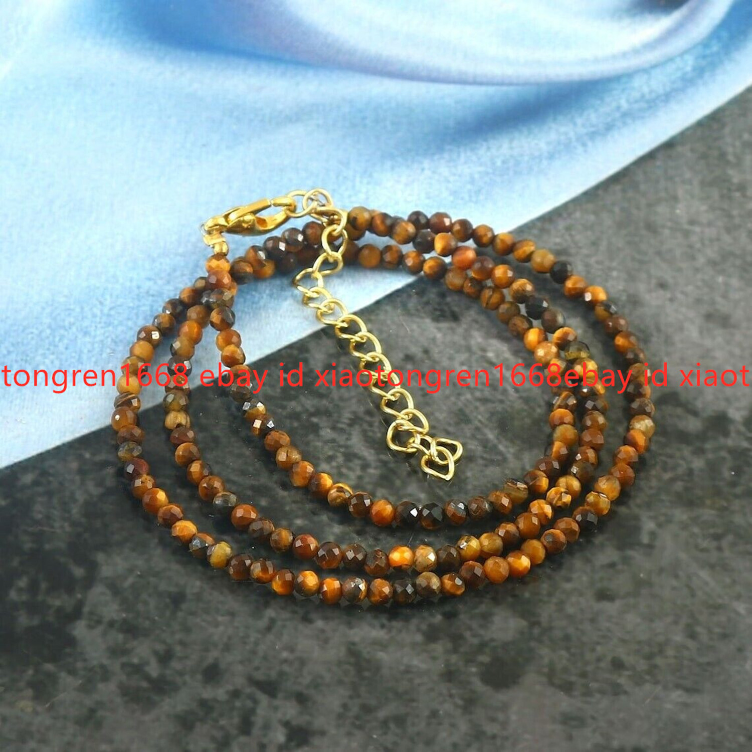 Small Natural 4mm Faceted Yellow Tiger’s Eye Gems Round Beads Necklace 16-36in