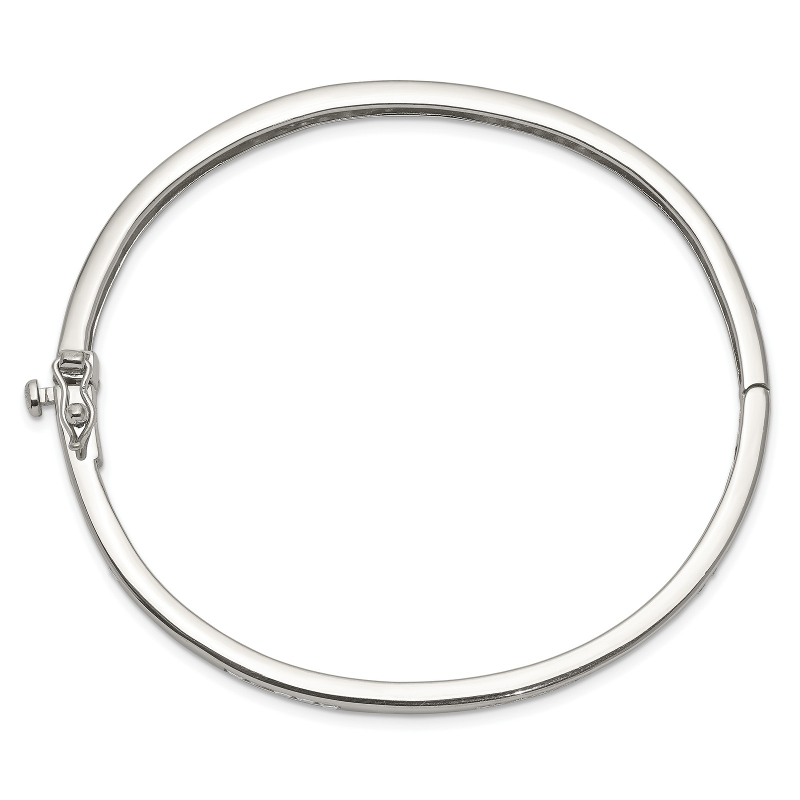 Silver Clear CZ Oval Hinged Bangle Bracelet QB262