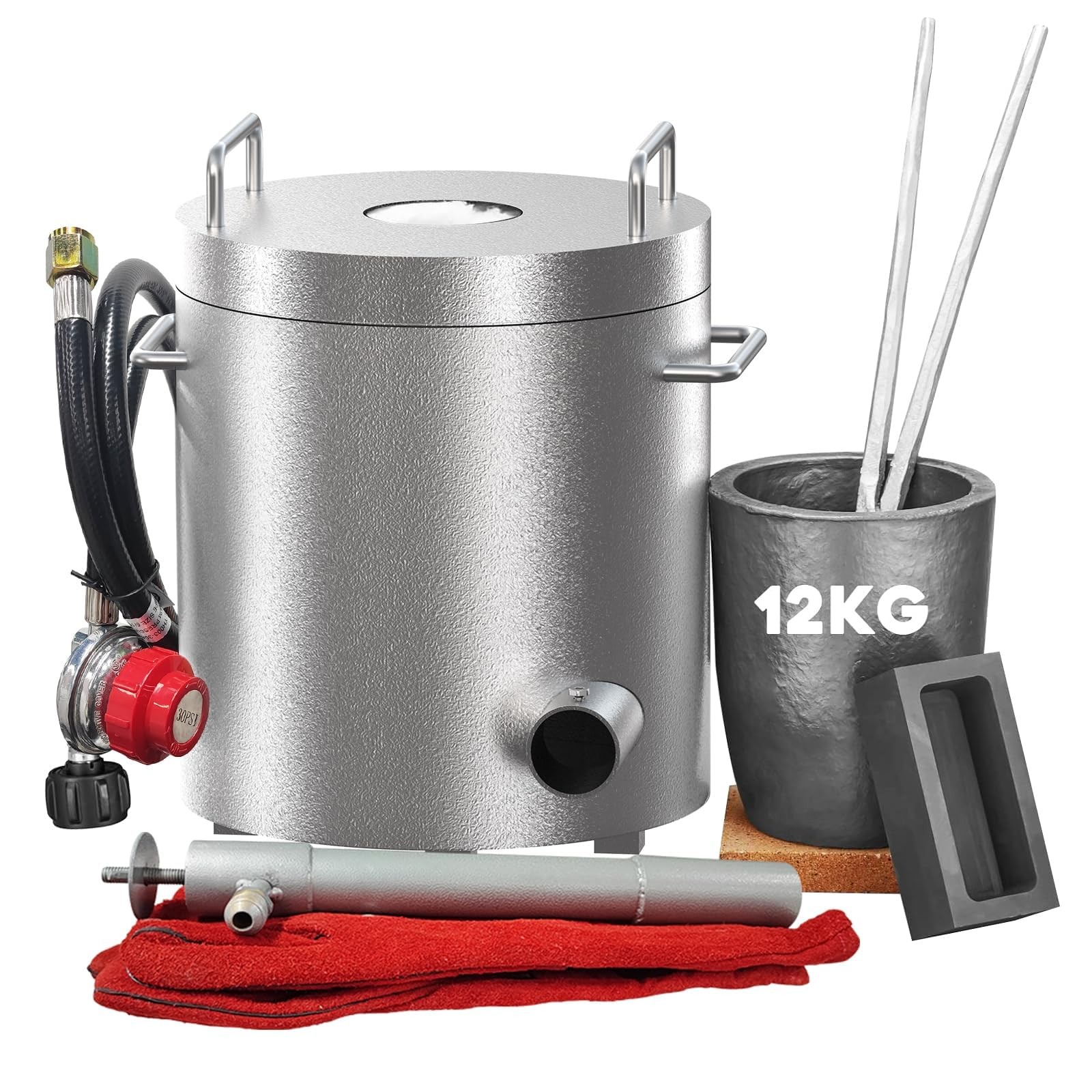 12KG Gas Melting Furnace Propane Smelting Metal Gold Copper Graphite Crucible