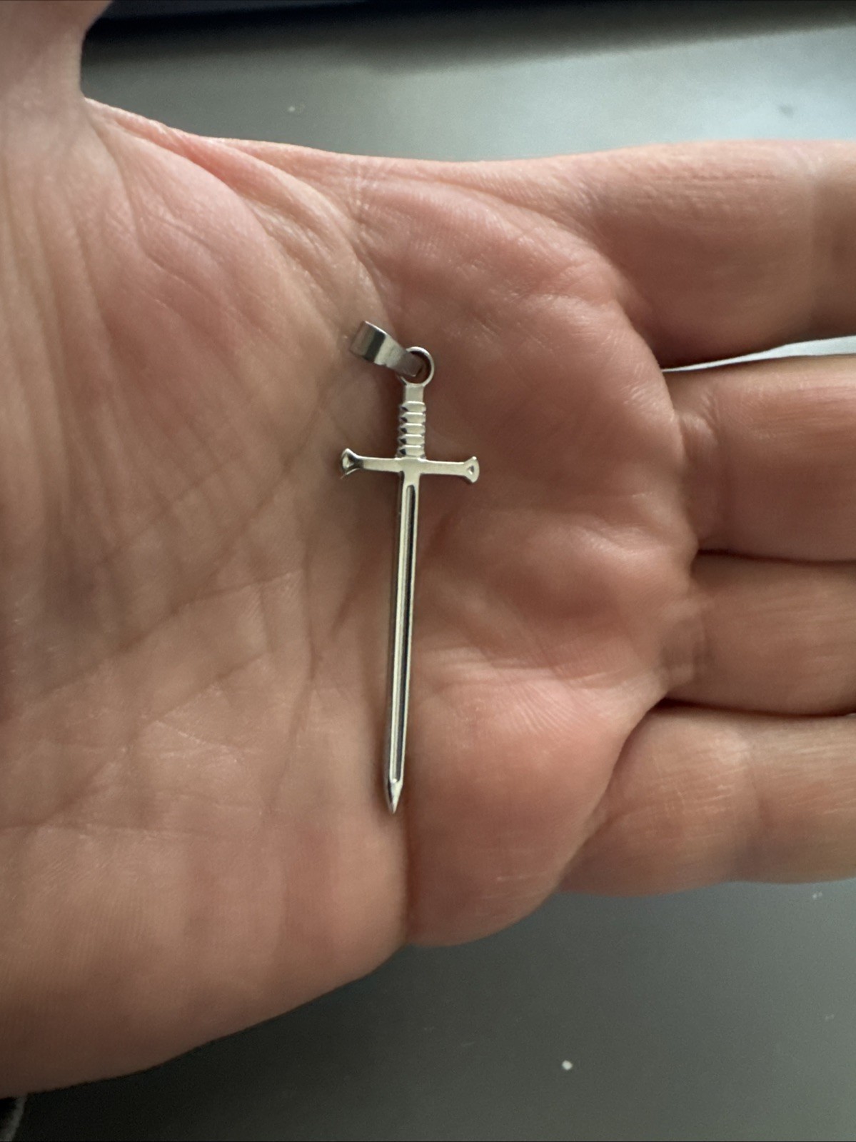 Silver Plated Sword Cross Pendant 20” Inch Necklace Chain Viking Gift Unisex