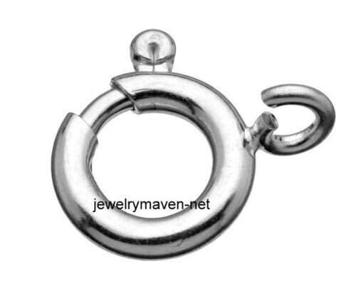 4.5mm 14k White Solid Gold Spring Ring Clasp OPEN Jump Ring RHODIUM Italy