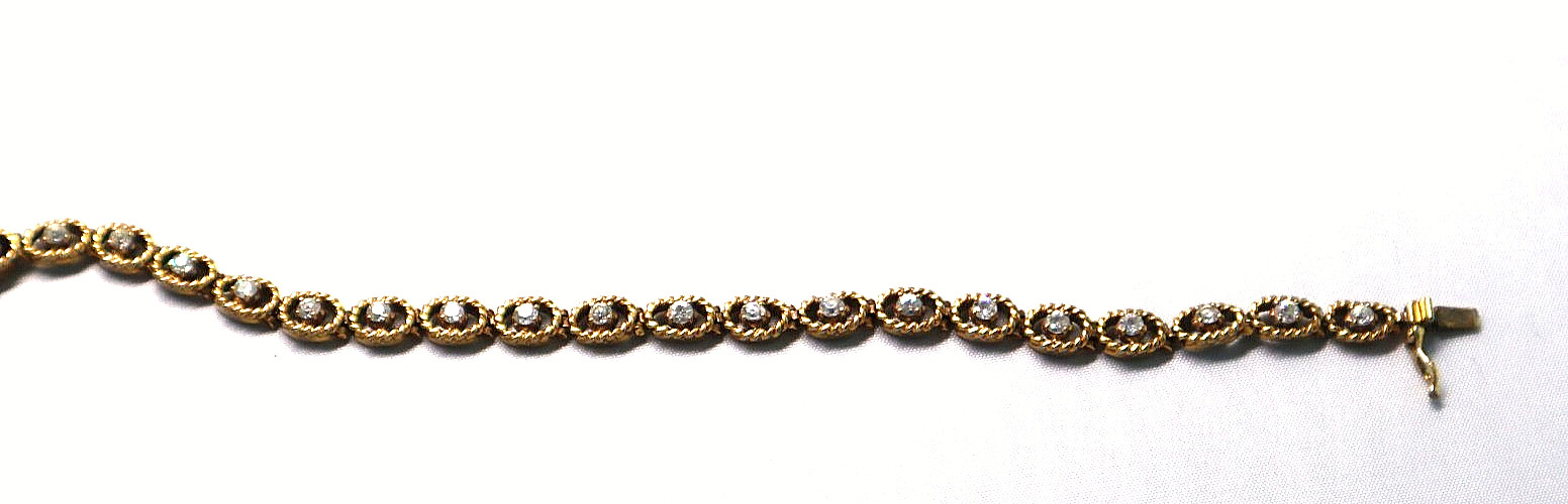 Vintage 925 Sterling Silver Vermeil Rhinestone Tennis Bracelet 8″x 1/4th “