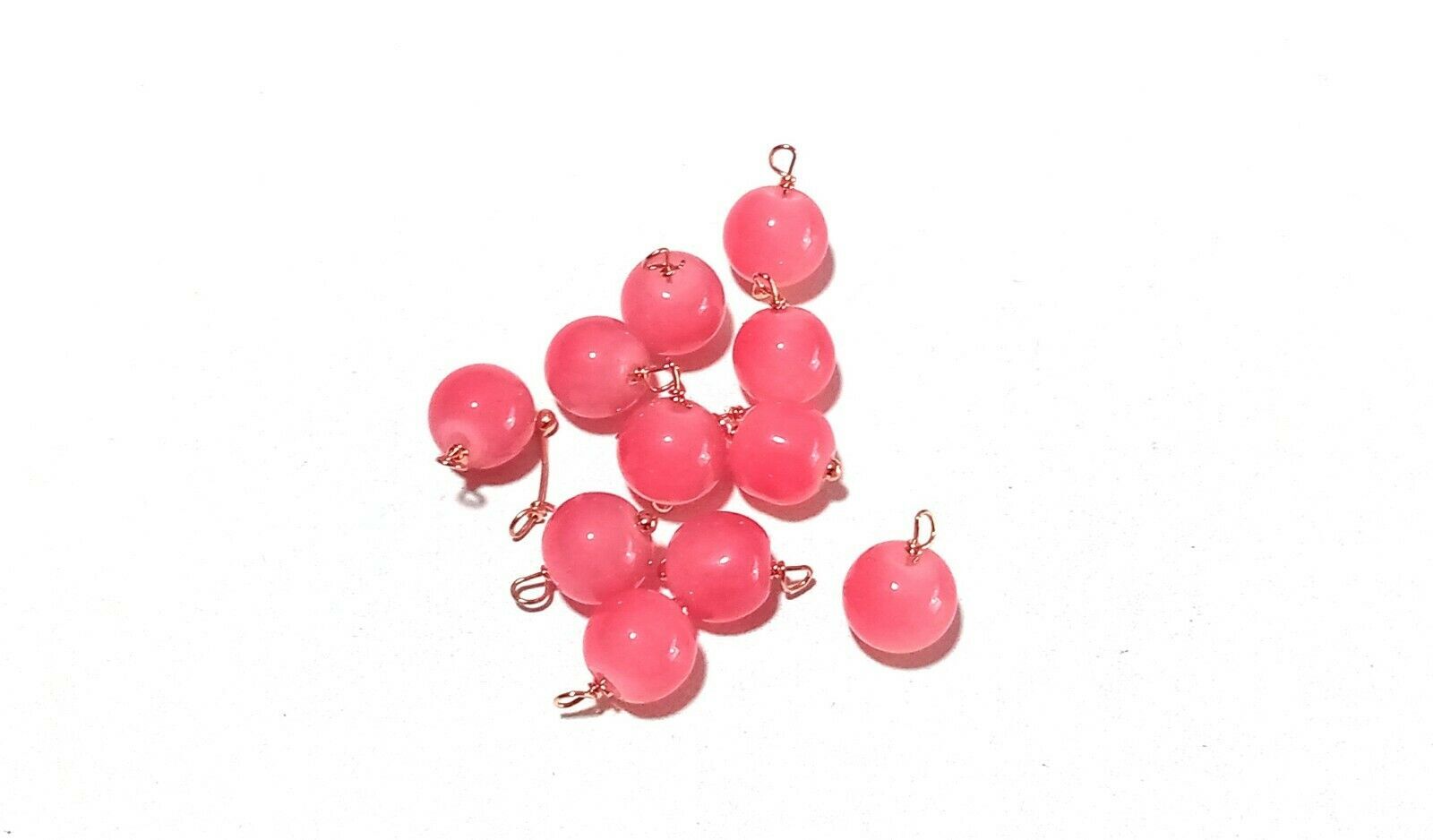 25 Pcs Rose Pink Quartz Round Smooth 8mm/10mm Beads, Rose Gold Wire Wrapped Link