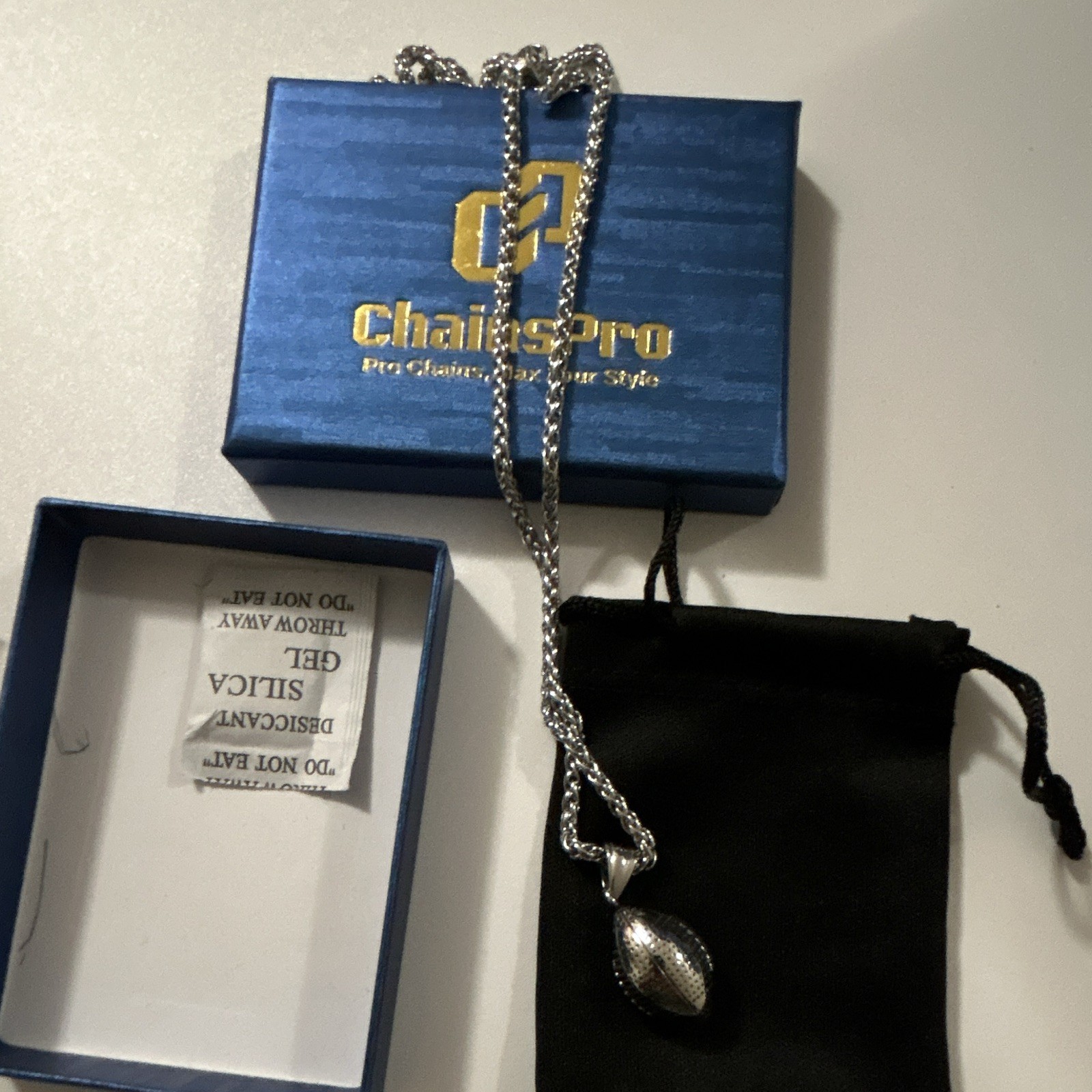 ChainsPro Silver Stainless Steel Rope Chain Necklace Teardrop Charm Pendant