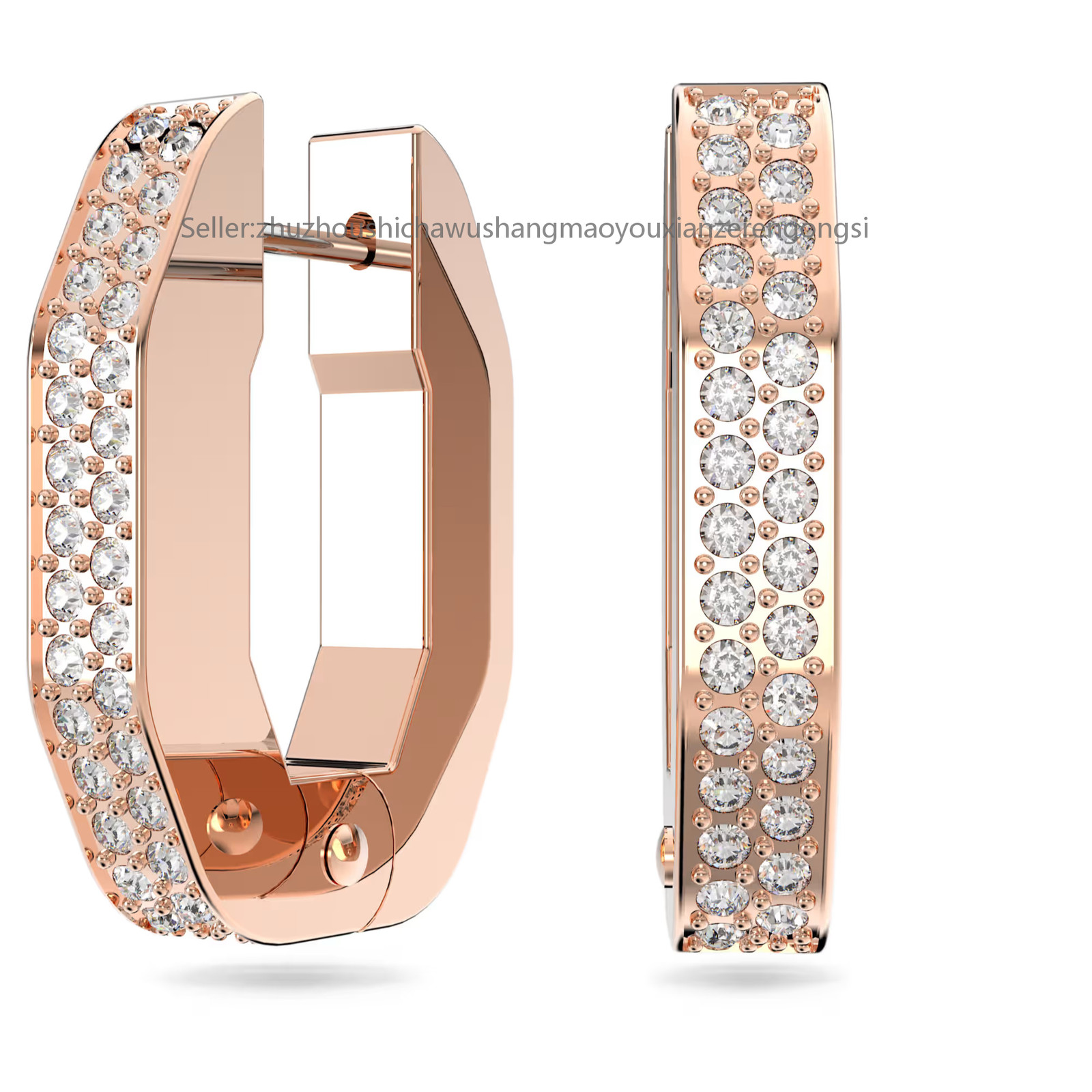 Dextera Rose Gold Tone Plated Hoop Earrings Octagon Shape Small New