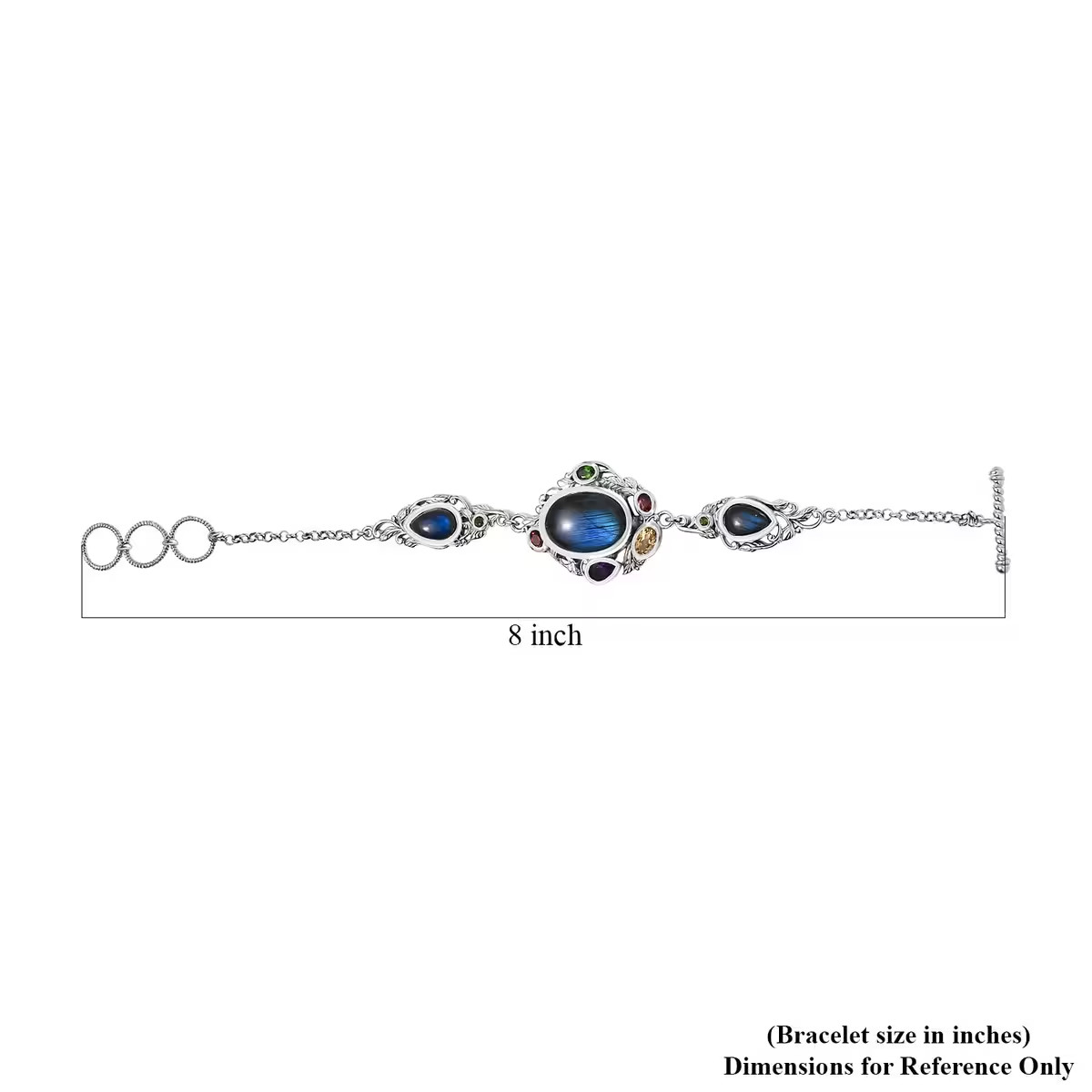 Labradorite and Multi Gem 19.35ct Celestial Garden Bracelet in Platinum Bond