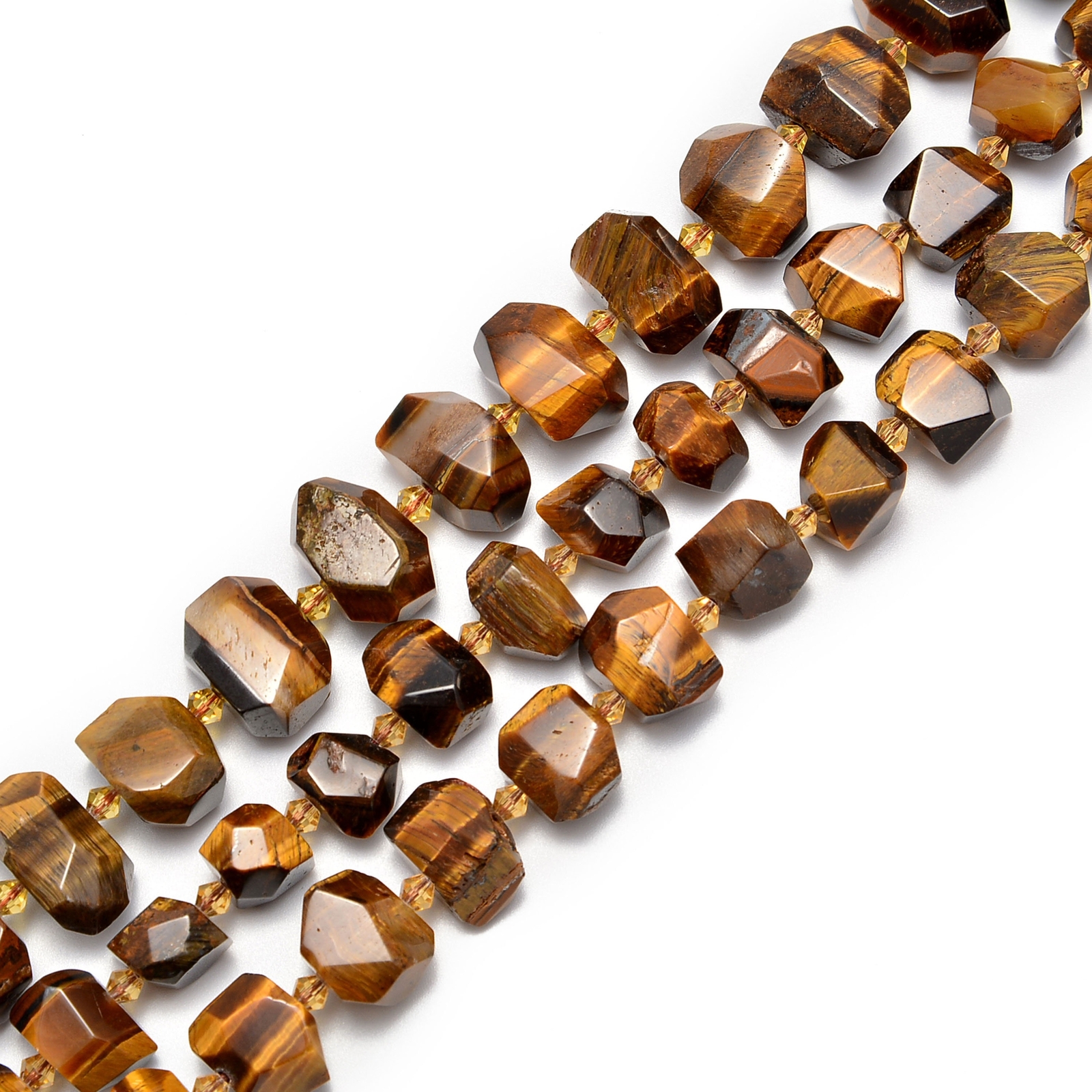 Natural Yellow Tiger Eye Faceted Nugget Chunk Beads Approx 13x20mm 15.5″ Strand